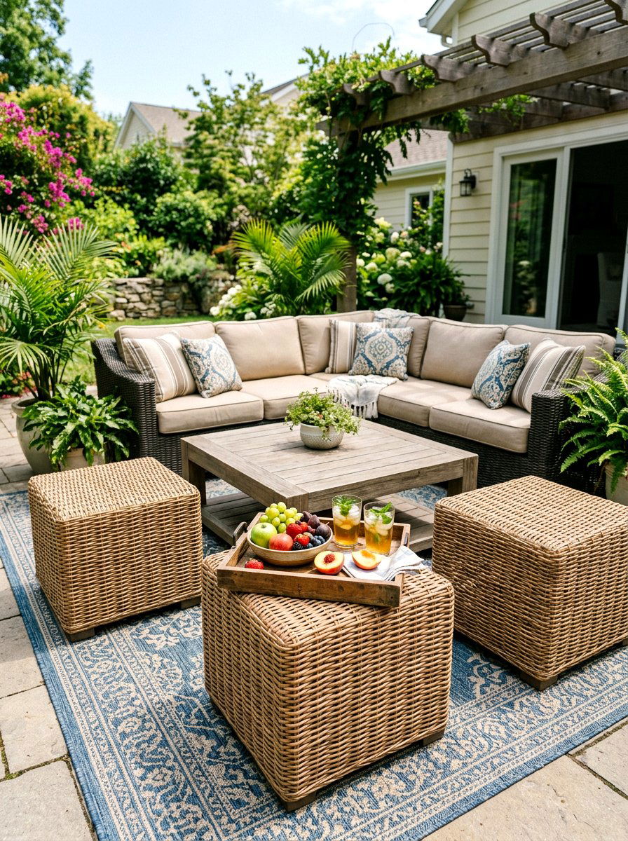Wicker Ottomans - 30 all weather wicker patio ideas