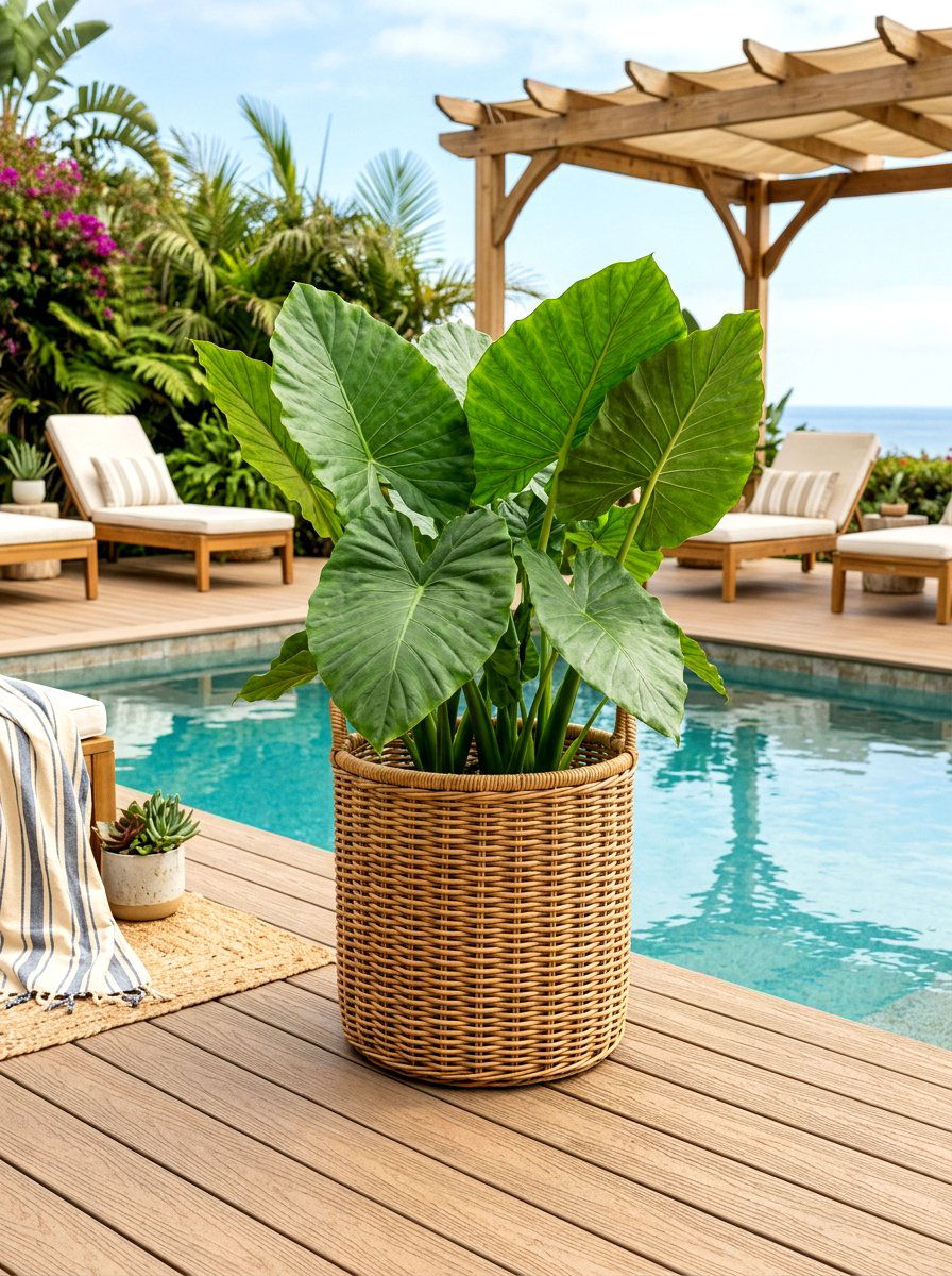 Wicker Outdoor Planter - 30 poolside planters ideas