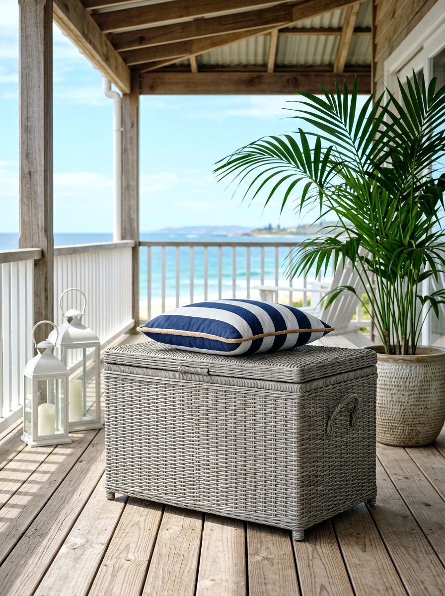 Wicker Outdoor Storage Trunk - 30 outdoor storage bench ideas