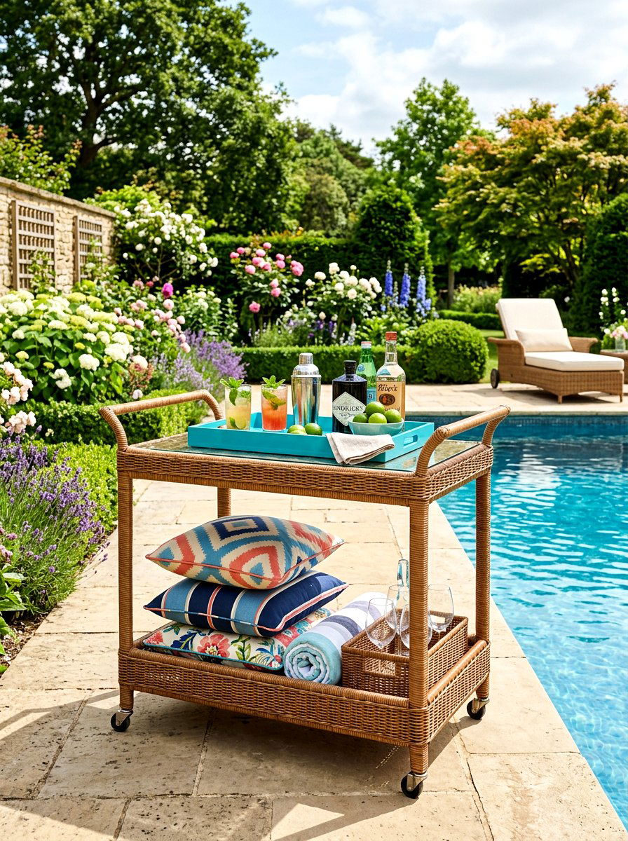 Wicker Patio Bar Cart - 30 outdoor bar cart ideas