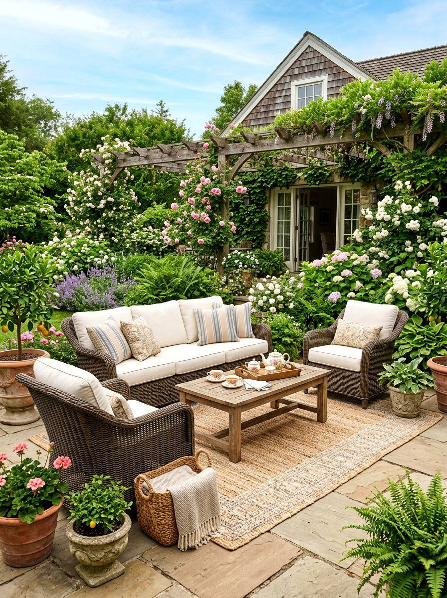 Wicker Patio Furniture - 30 Nancy Meyers garden ideas