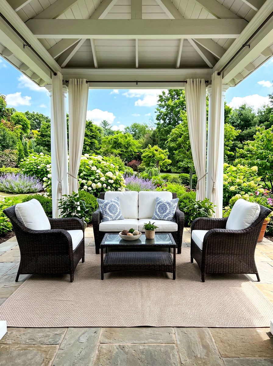 Wicker Patio Furniture - 30 pavilion seating arrangement ideas