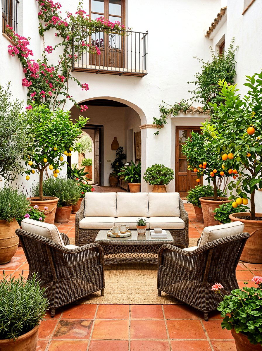 Wicker Patio Furniture - 30 Spanish courtyard ideas