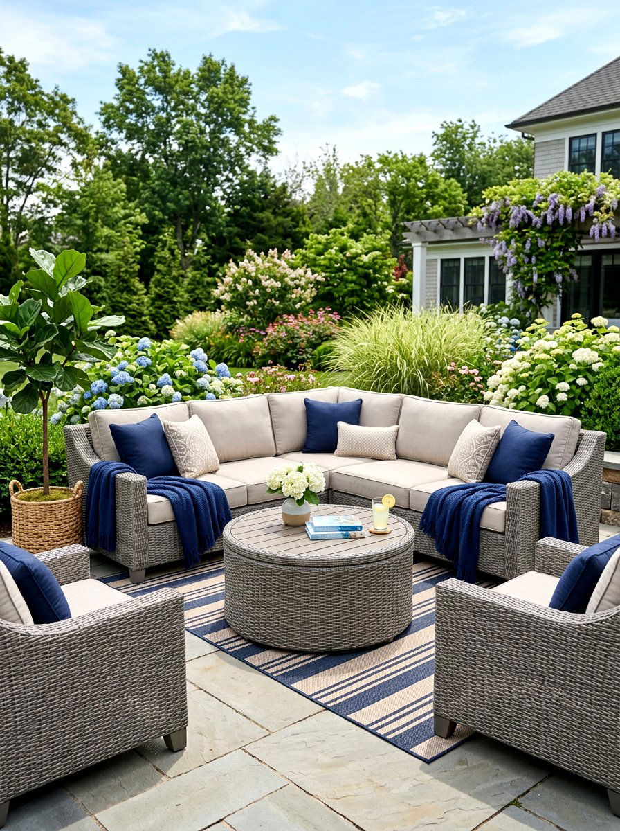 Wicker Patio Lounge - 30 seaside cottage ideas
