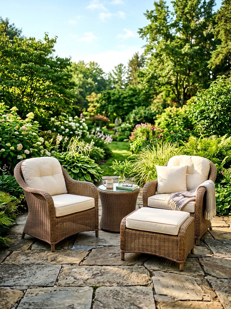 Wicker Patio Set - 30 backyard reading nook ideas