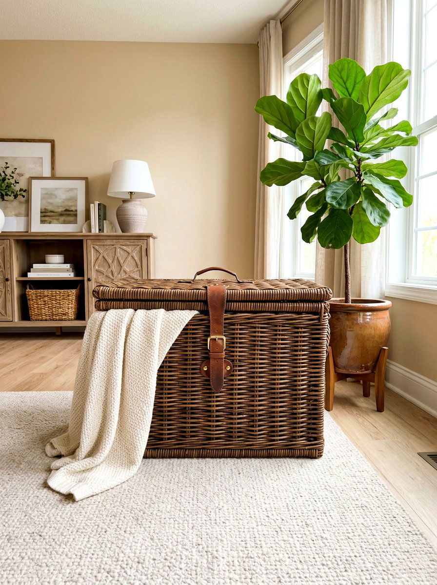 Wicker Pet Trunk - 30 dog room storage ideas