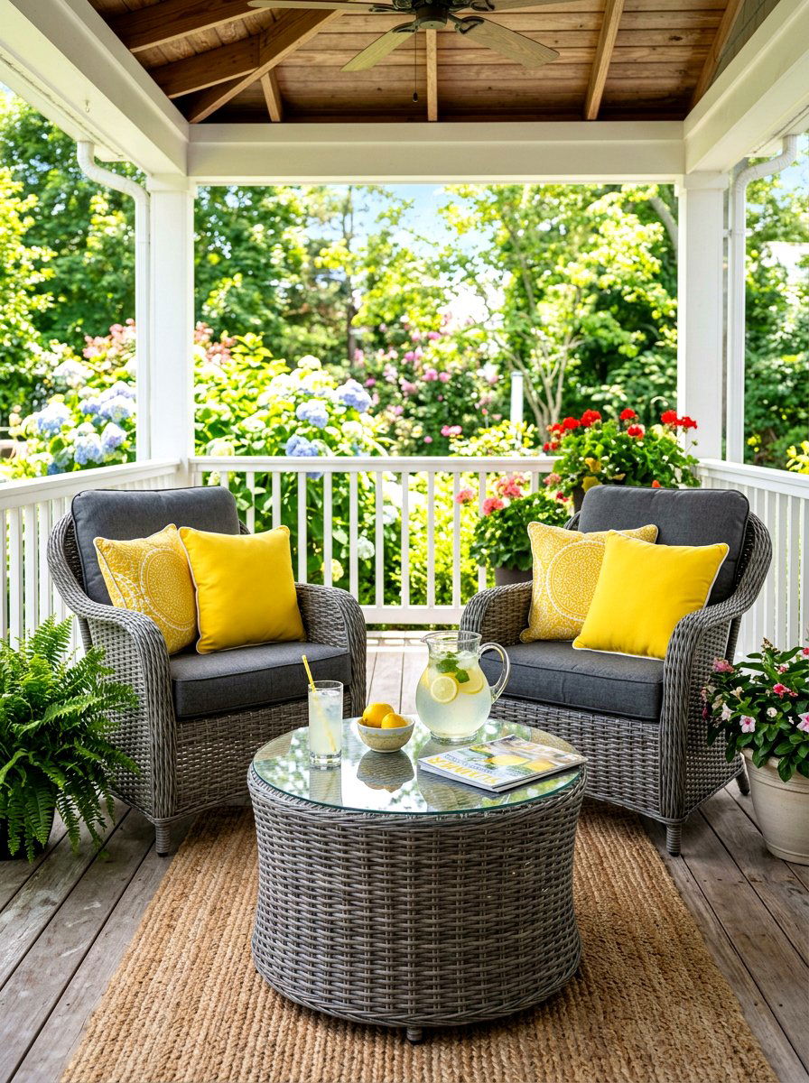 Wicker Porch Set - 30 porch makeover ideas