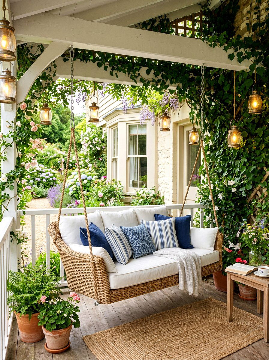 Wicker Porch Swing - 30 all weather wicker patio ideas