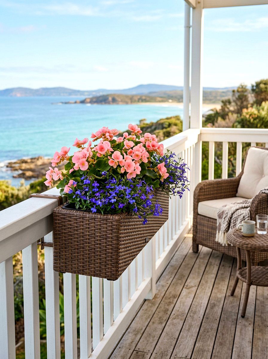 Wicker Railing Garden Box - 30 railing planter box ideas