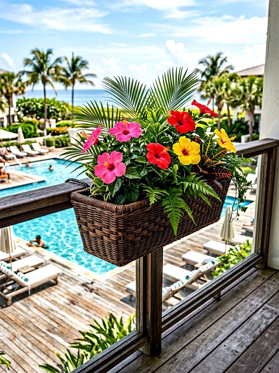 Wicker Railing Window Box - 30 deck railing planter ideas