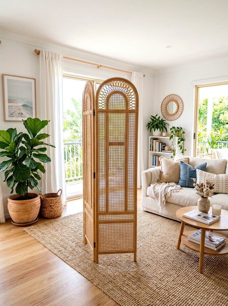 Wicker Room Divider - 30 freestanding privacy panel ideas