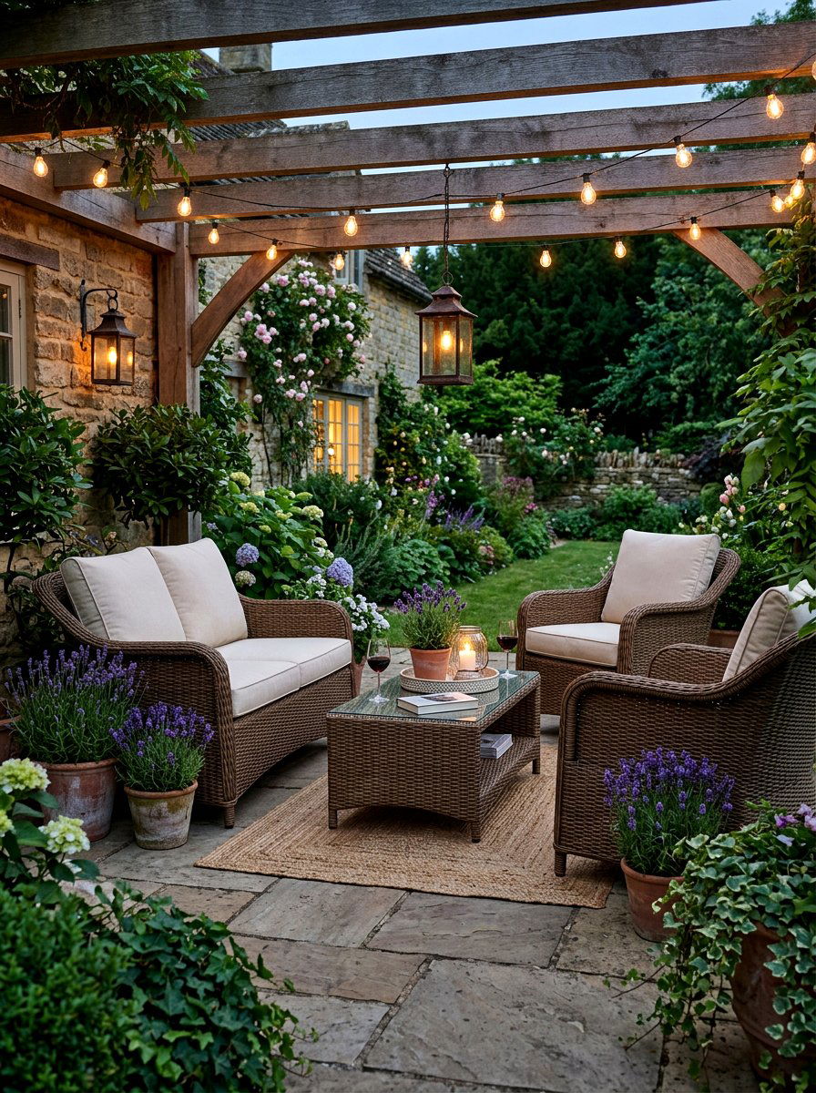 Wicker Seating Set - 30 terrace garden seating ideas