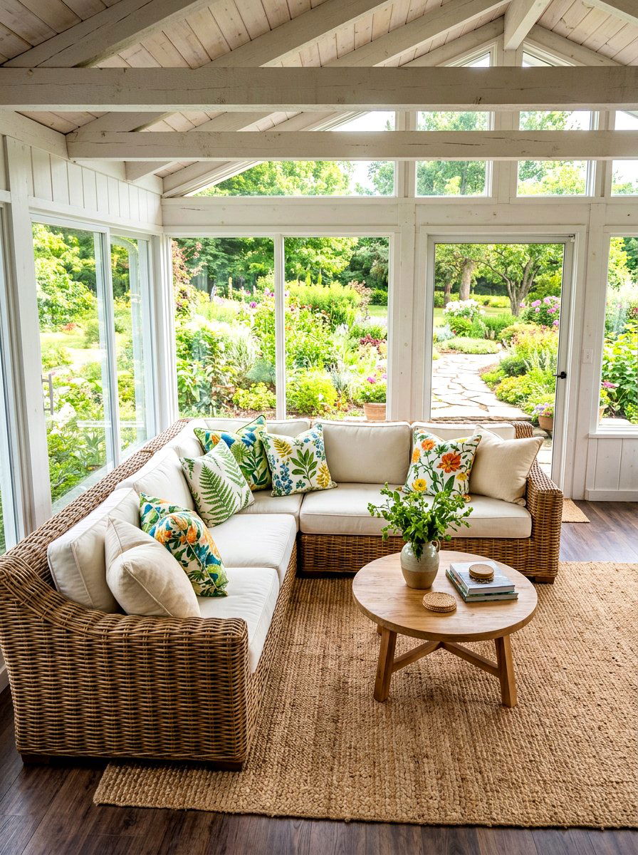 Wicker Sectional Couch - 30 sunroom seating ideas