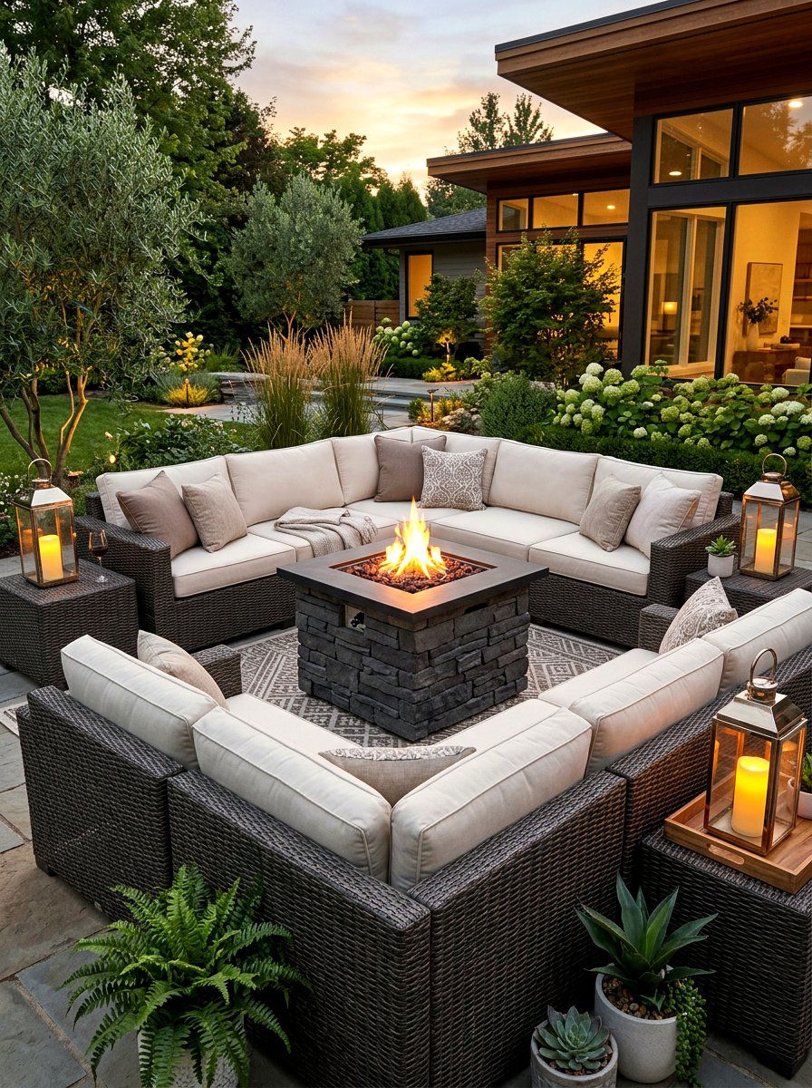 Wicker Sofa With Fire Pit - 30 wicker patio furniture ideas