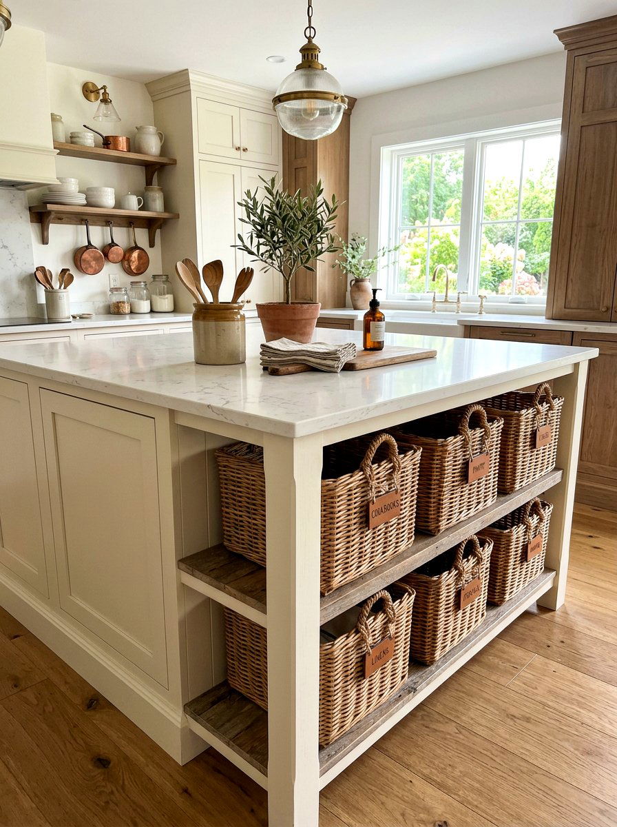 Wicker Storage Baskets - 30 kitchen counter decor ideas