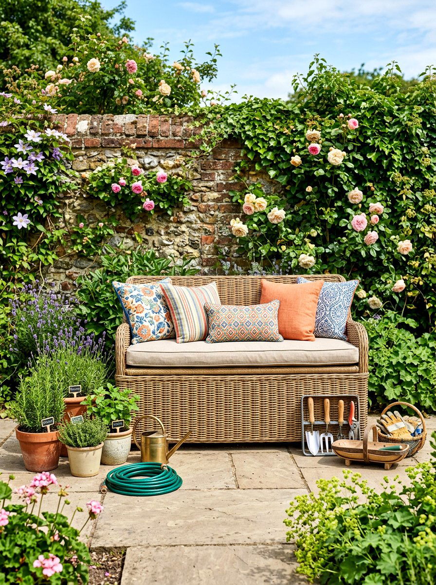 Wicker Storage Bench - 30 all weather wicker patio ideas