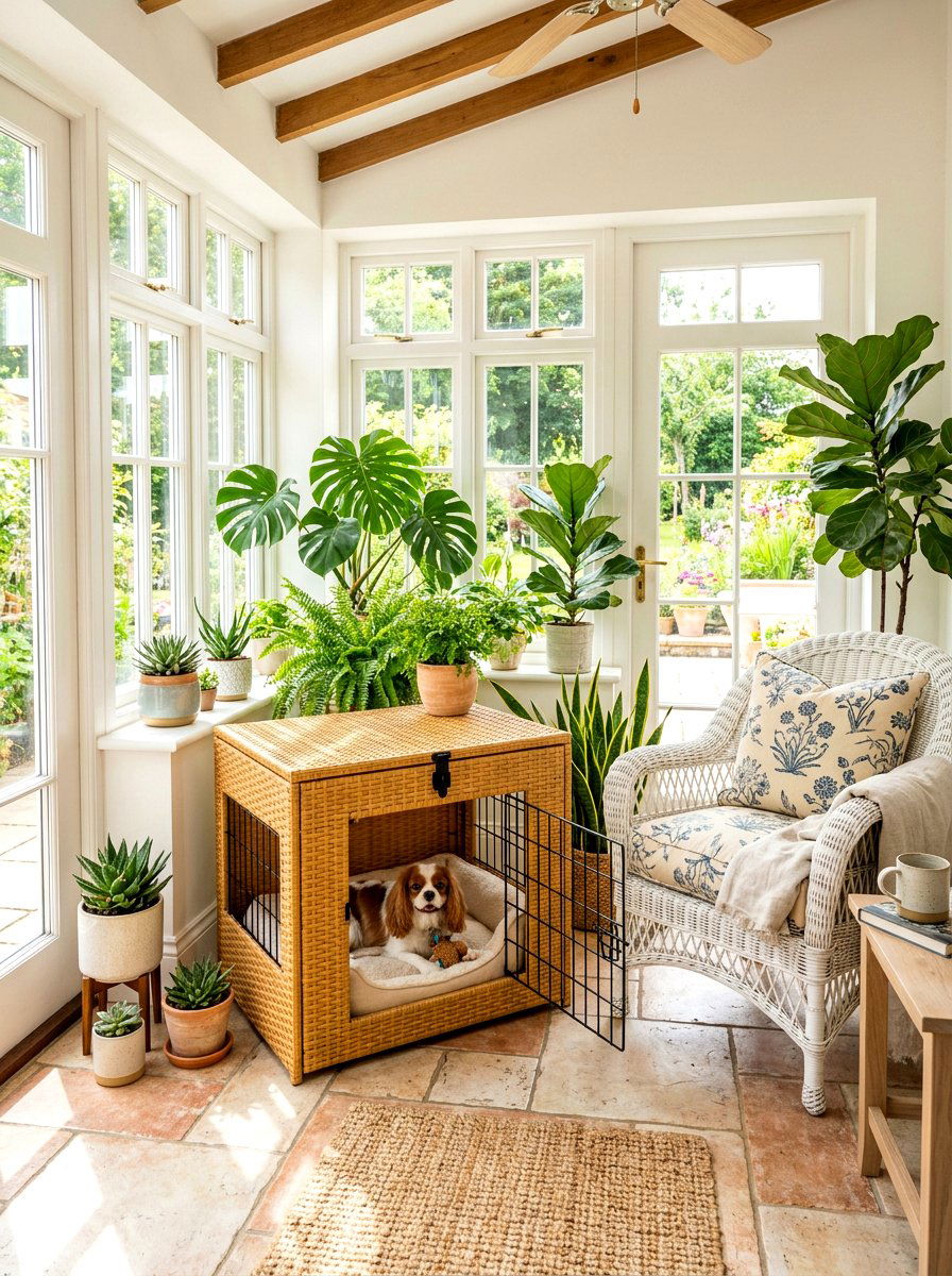Wicker Style Resin Dog Crate - 30 dog crate furniture ideas