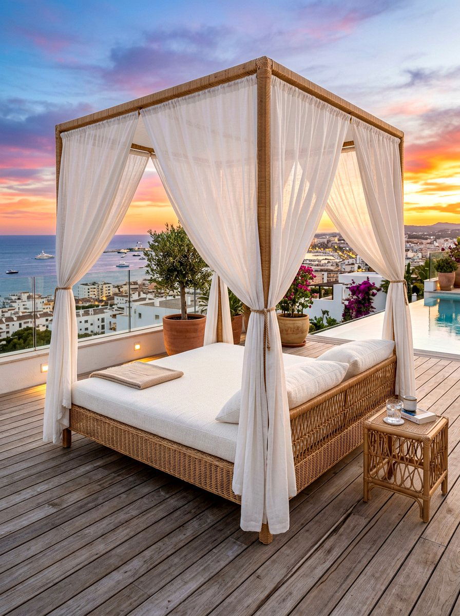Wicker Sunbed With Canopy - 30 wicker patio furniture ideas