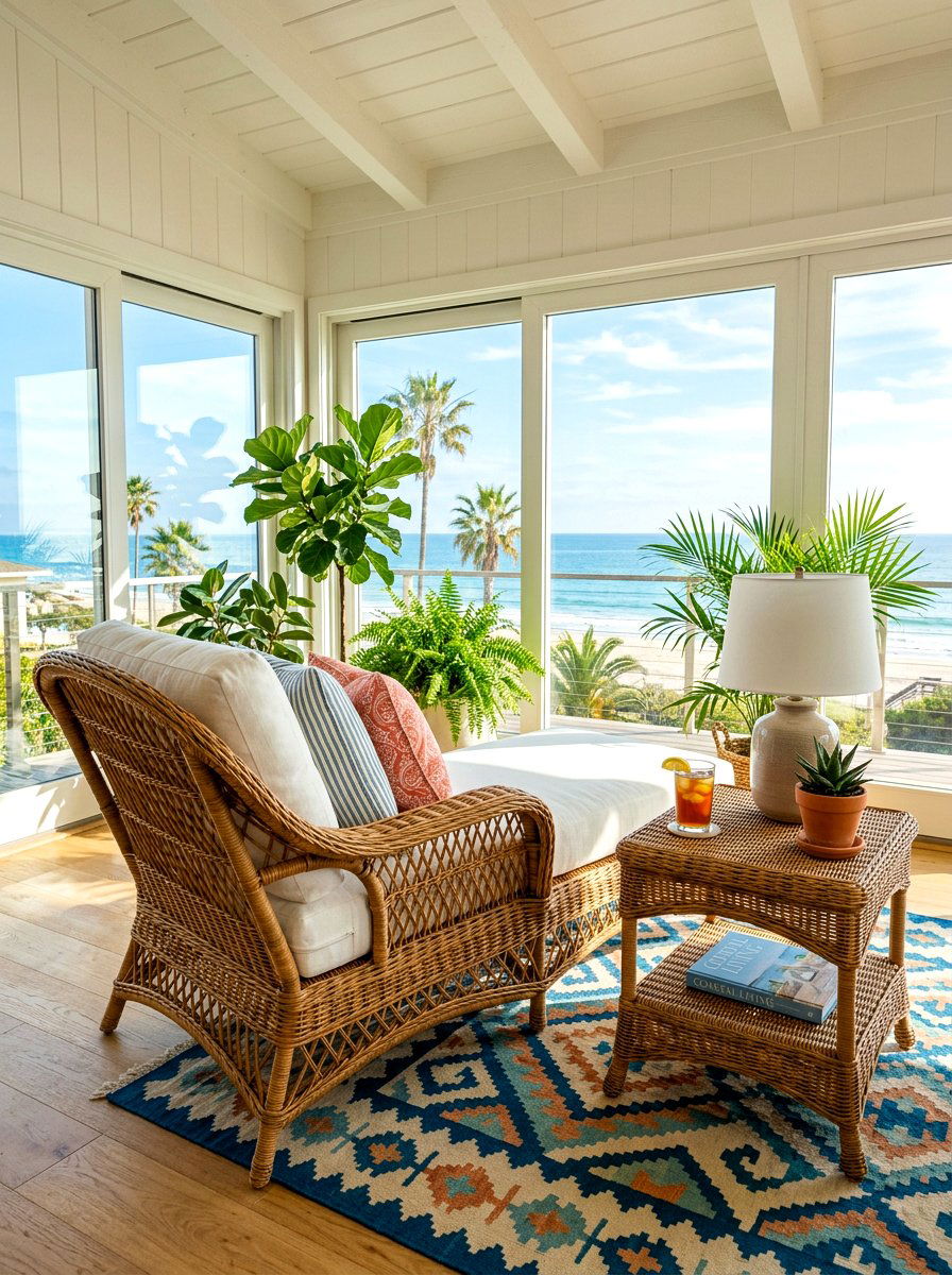 Wicker Sunroom Chair - 30 sunroom reading nook ideas