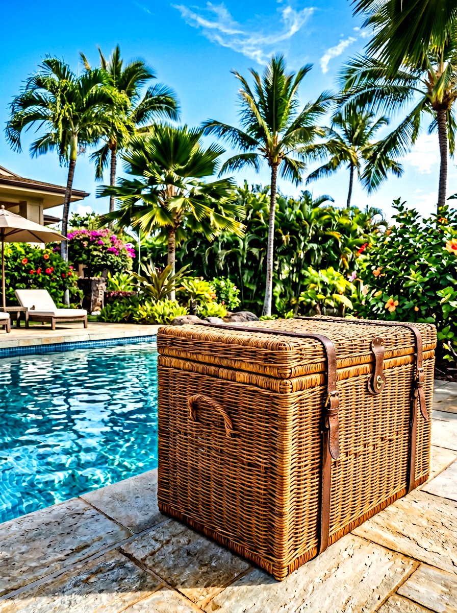 Wicker Trunk - 30 deck storage ideas