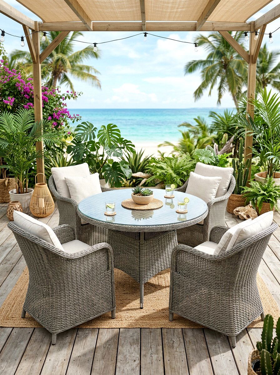 Wicker Weave Garden Table - 30 garden dinner table ideas