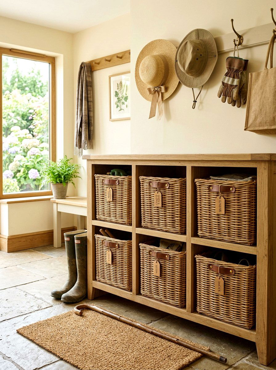 Wicker basket bins - 30 potting shed storage ideas
