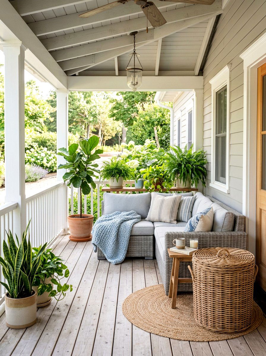Wicker basket with lid - 30 outdoor blanket storage ideas