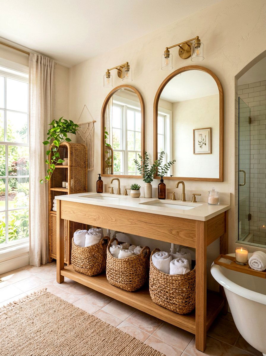Wicker baskets - 30 under sink bathroom storage ideas