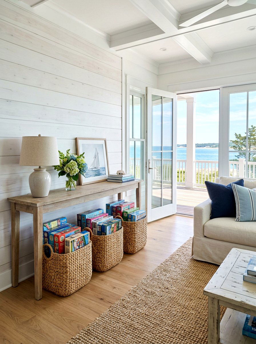 Wicker baskets - 30 puzzle storage ideas