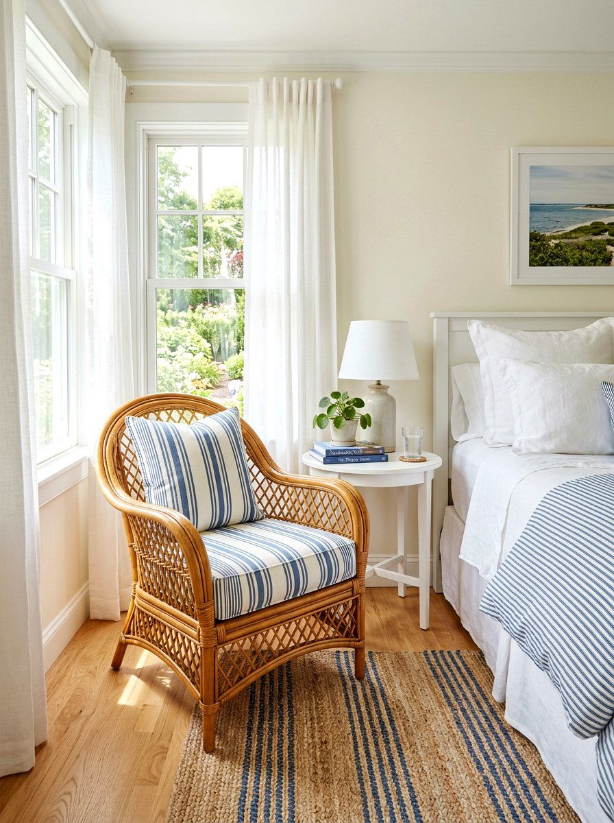 Wicker chair bedroom - 30 coastal prep bedroom ideas