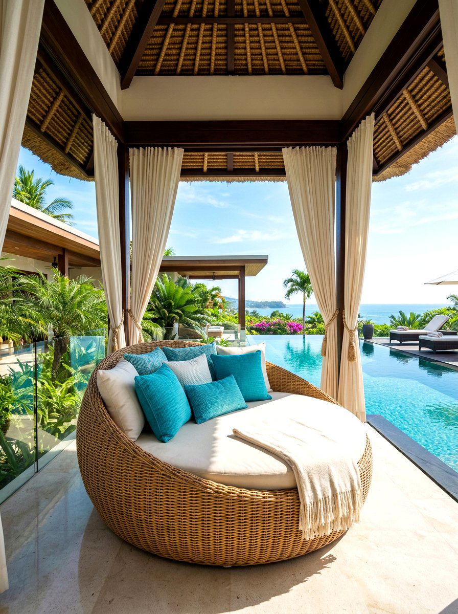 Wicker daybed - 30 pavilion lounge furniture ideas