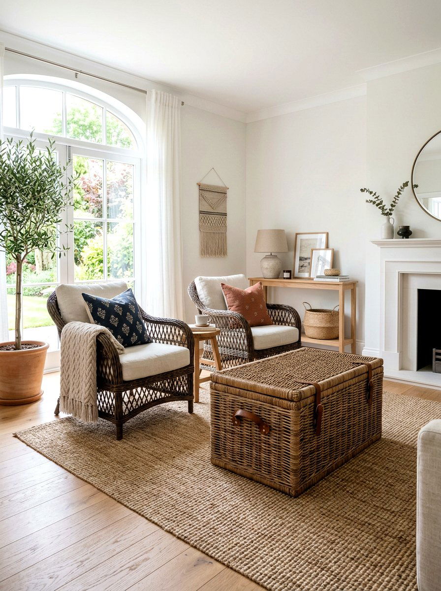 Wicker furniture - 30 seventies living room ideas