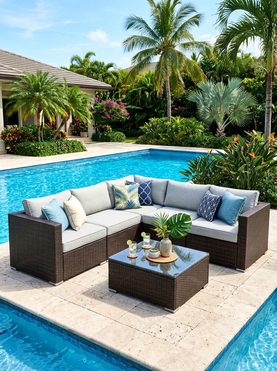 Wicker modular outdoor seating area - 30 outdoor modular sofa ideas