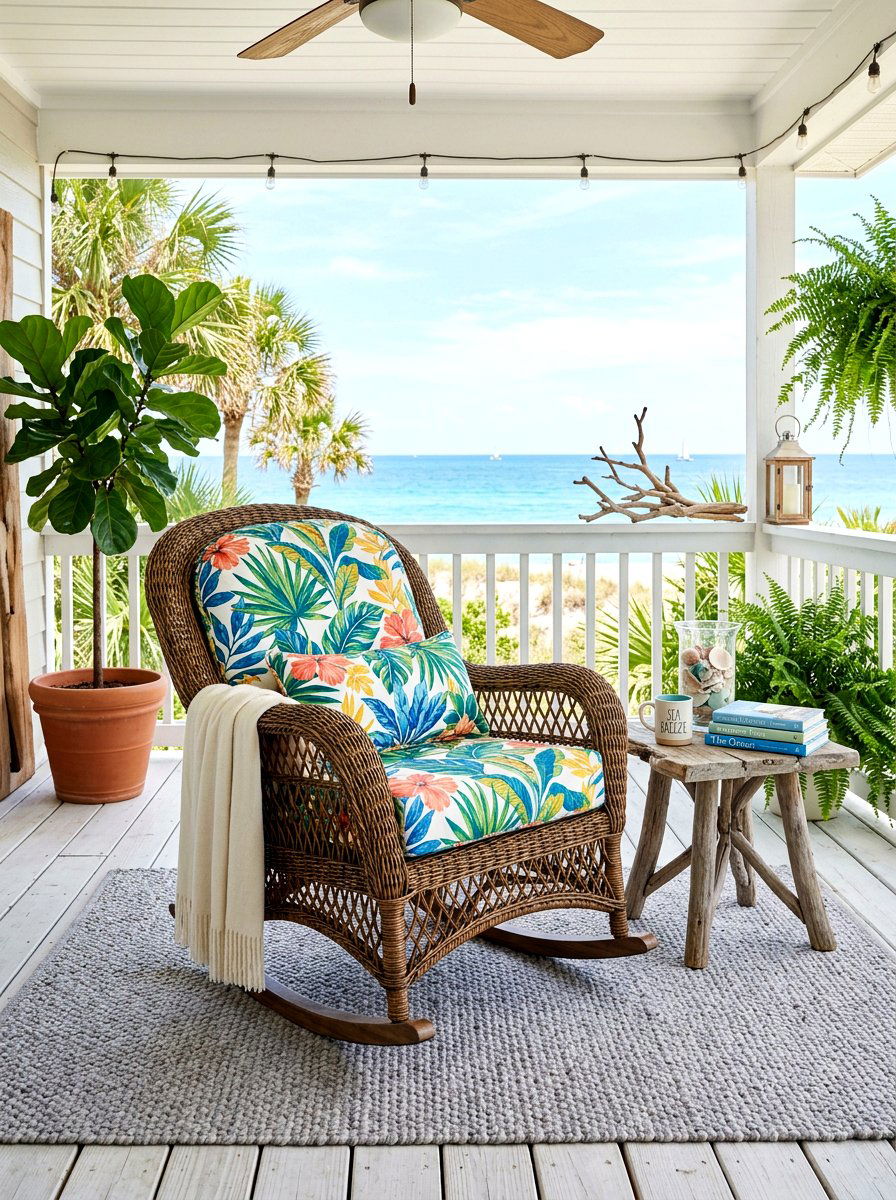 Wicker rocking chair porch decor - 30 porch rocking chair styling ideas