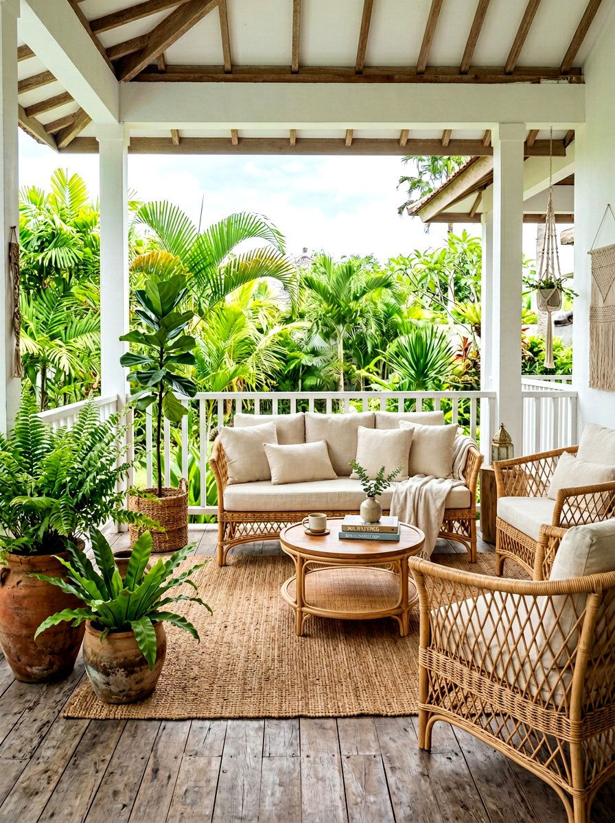 Wicker sofa set - 30 veranda furniture ideas