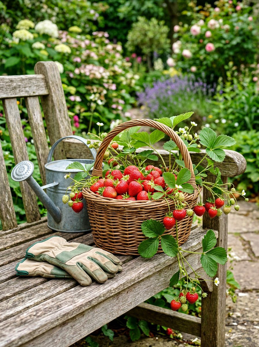 Wicker strawberry basket - 30 strawberry planter ideas