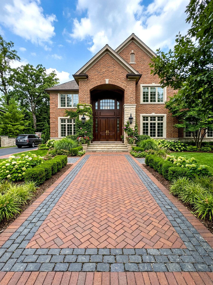 Wide Brick Entrance - 30 brick walkway ideas
