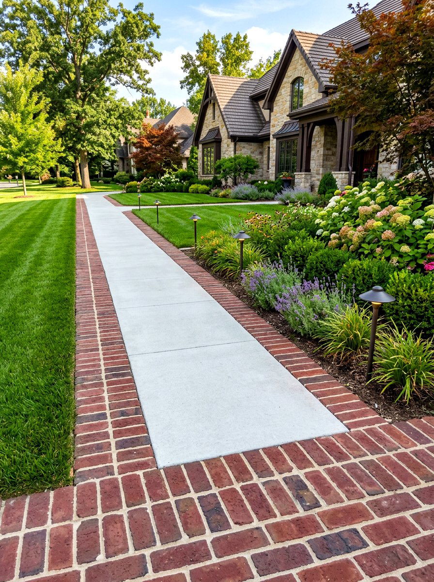 Wide Brick Walkway Border - 30 brick border front yard ideas