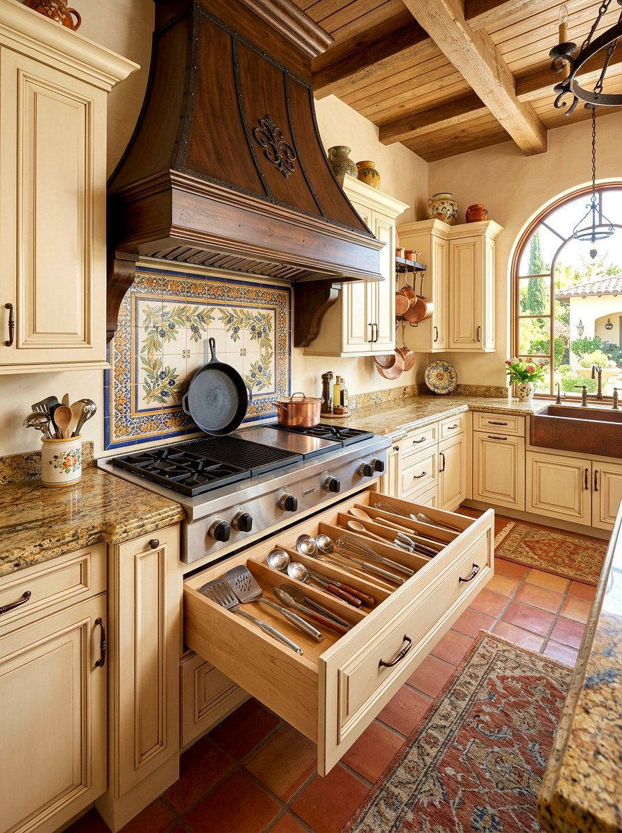 Wide Cooking Tool Drawer - 30 utensil drawer ideas