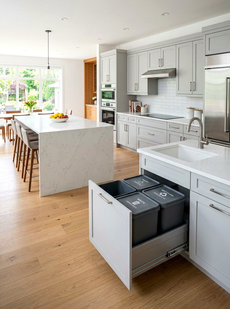 Wide Drawer Trash System - 30 kitchen trash pull out ideas