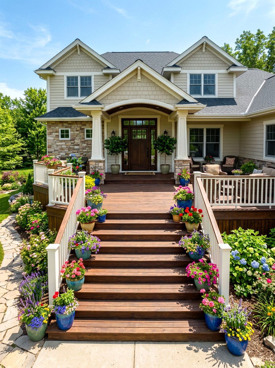 Wide Front Deck Stairs - 30 front deck ideas