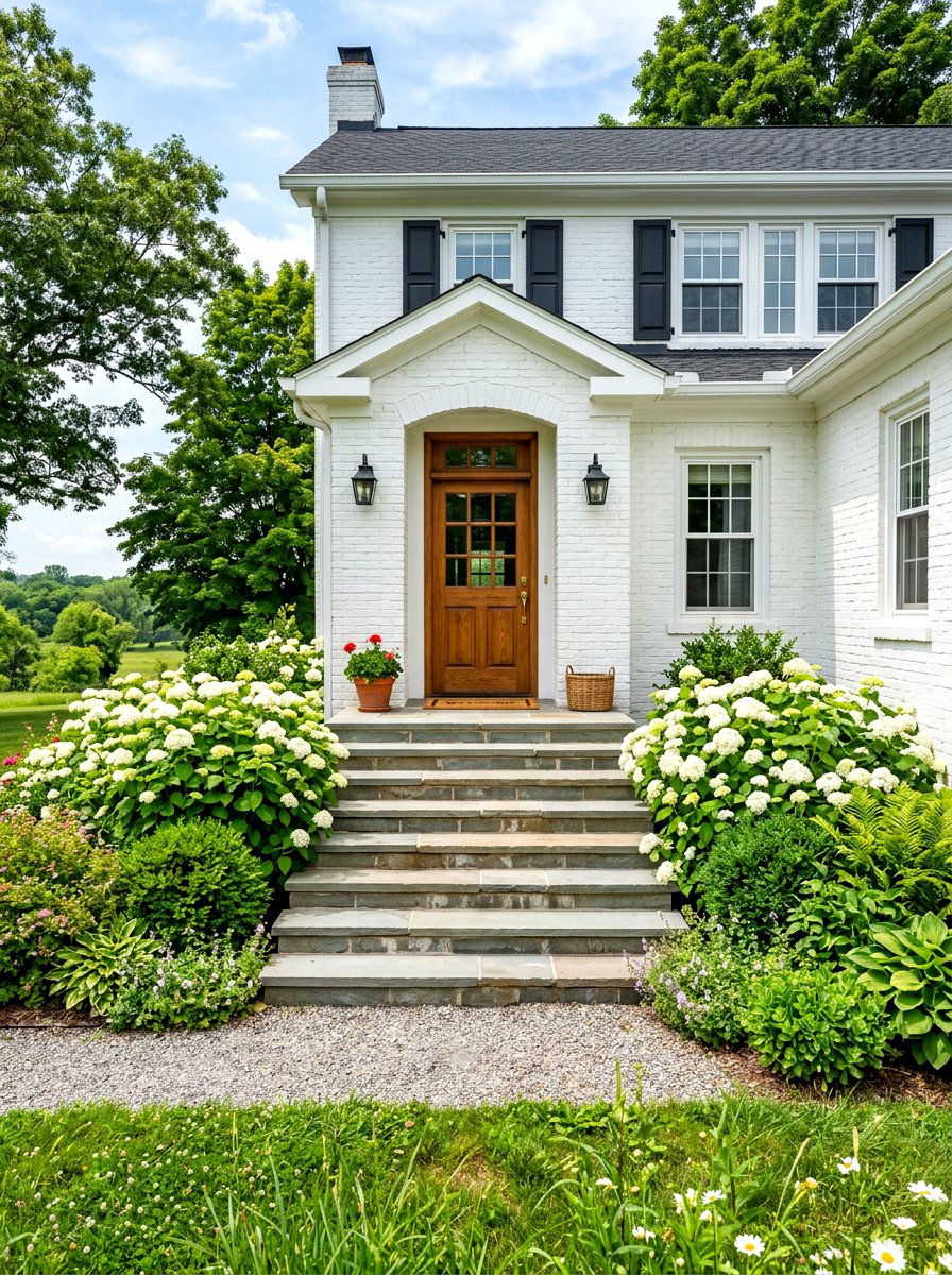 Wide Front Steps - 30 farmhouse front facade ideas