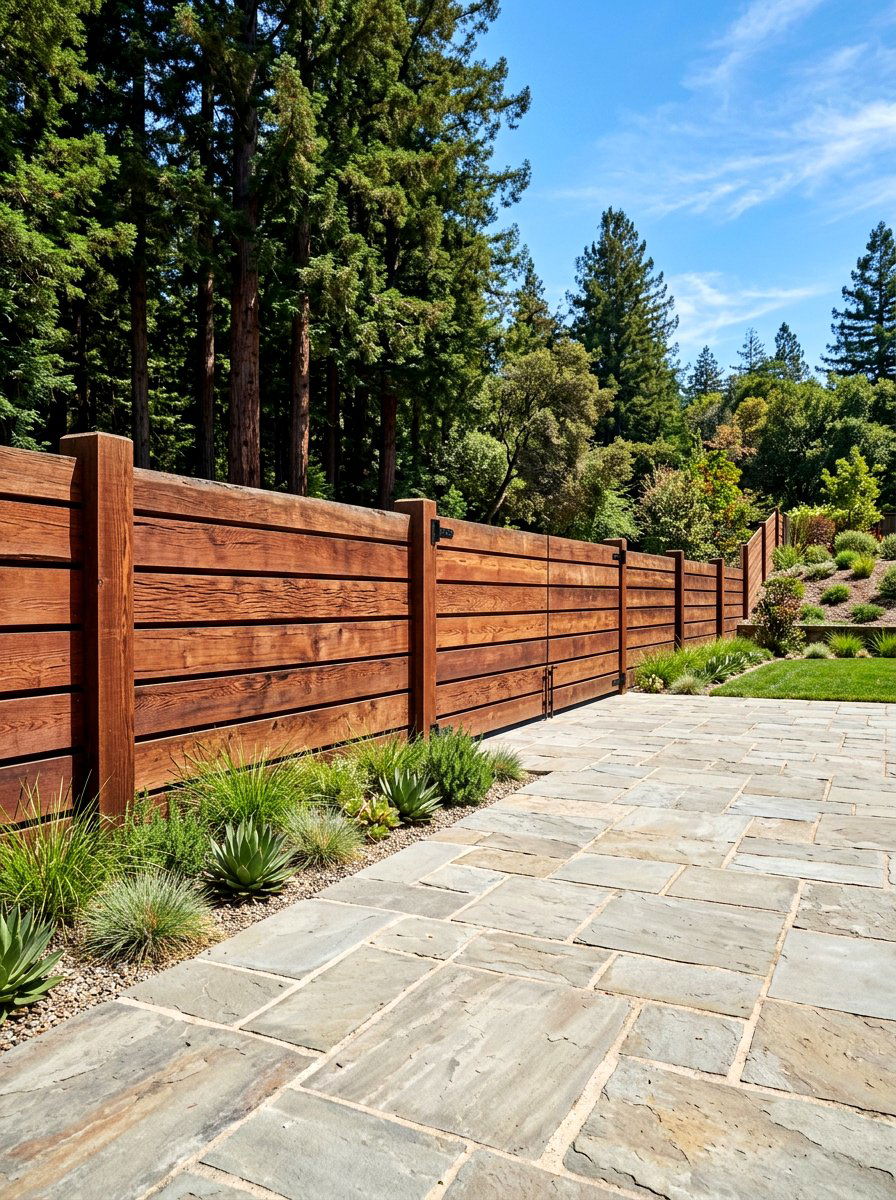 Wide Plank Fence - 30 horizontal fence ideas