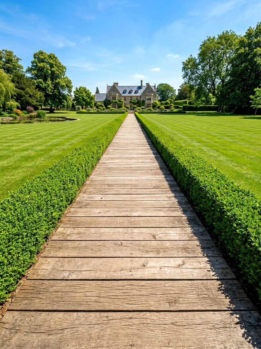 Wide Plank Walkway - 30 boardwalk garden path ideas