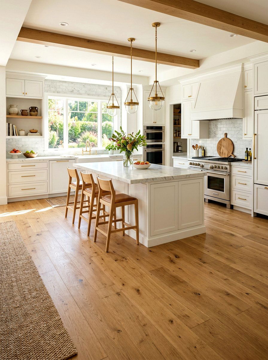 Wide Plank Wood Floor - 30 modern rustic kitchen ideas