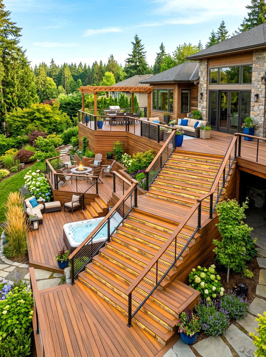 Wide Staircase For Multi Level Deck - 30 multi level deck ideas