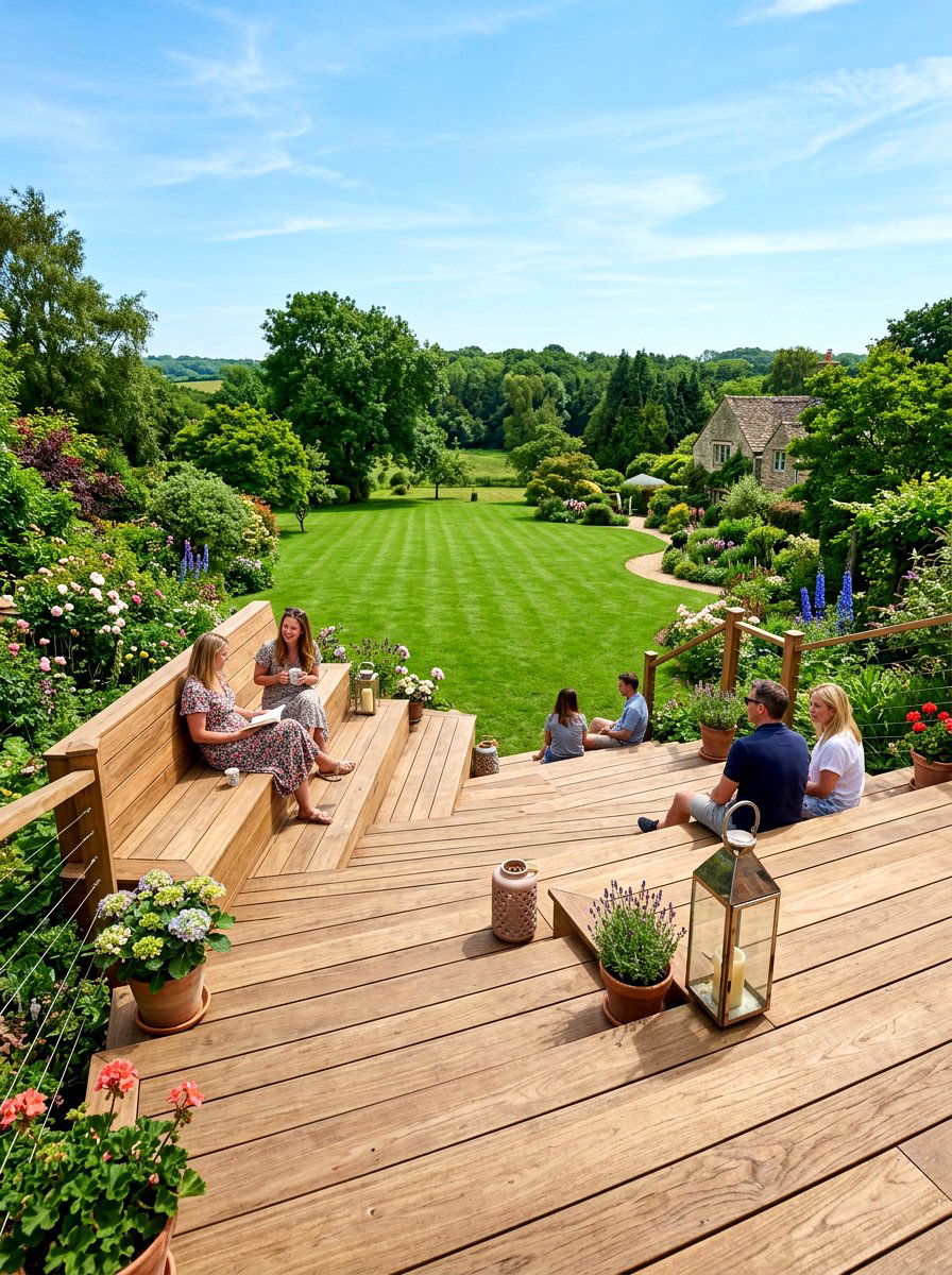 Wide Step Deck Seating - 30 deck built in seating ideas