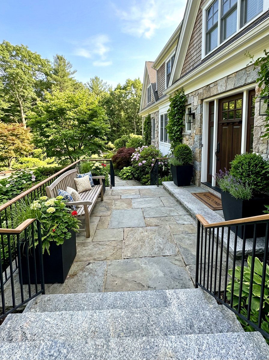 Wide Stone Landing - 30 stone front steps ideas