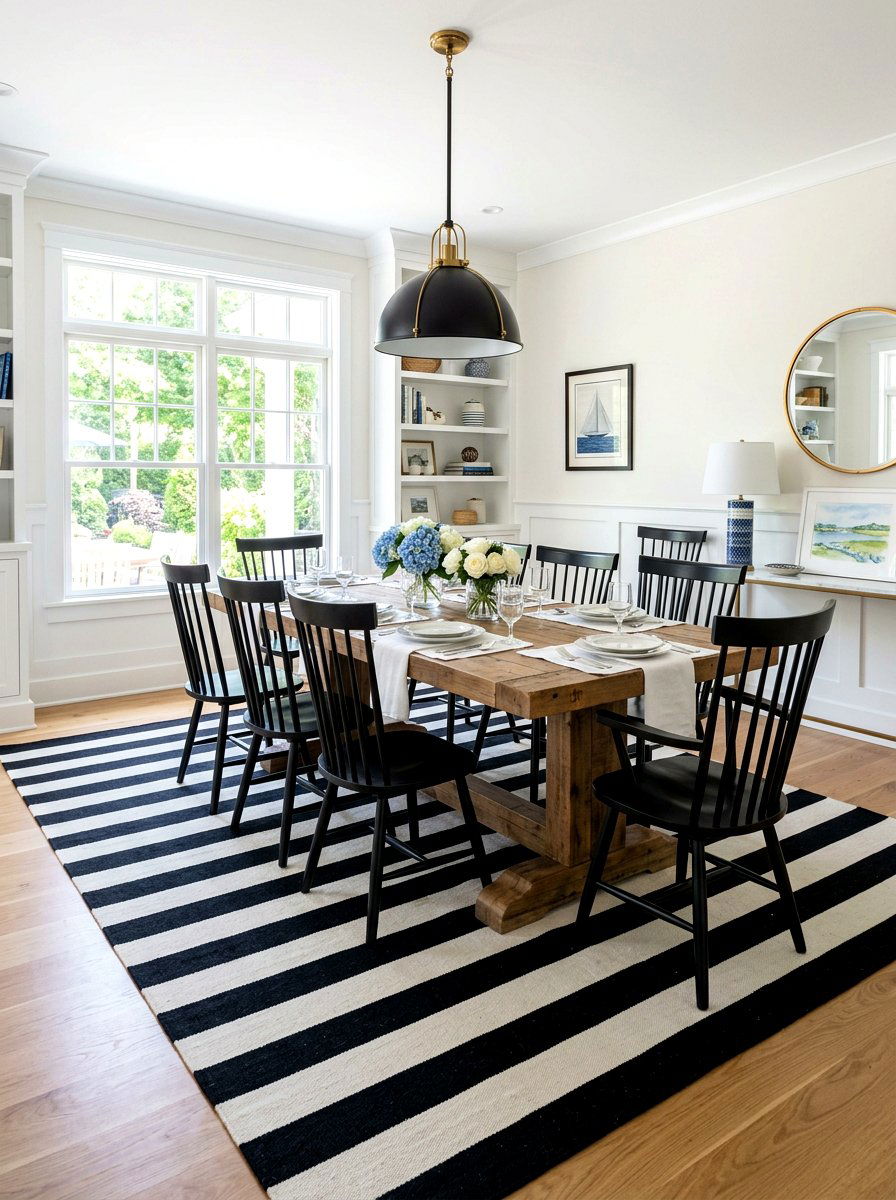 Wide Stripe Dining Rug - 30 statement rug ideas