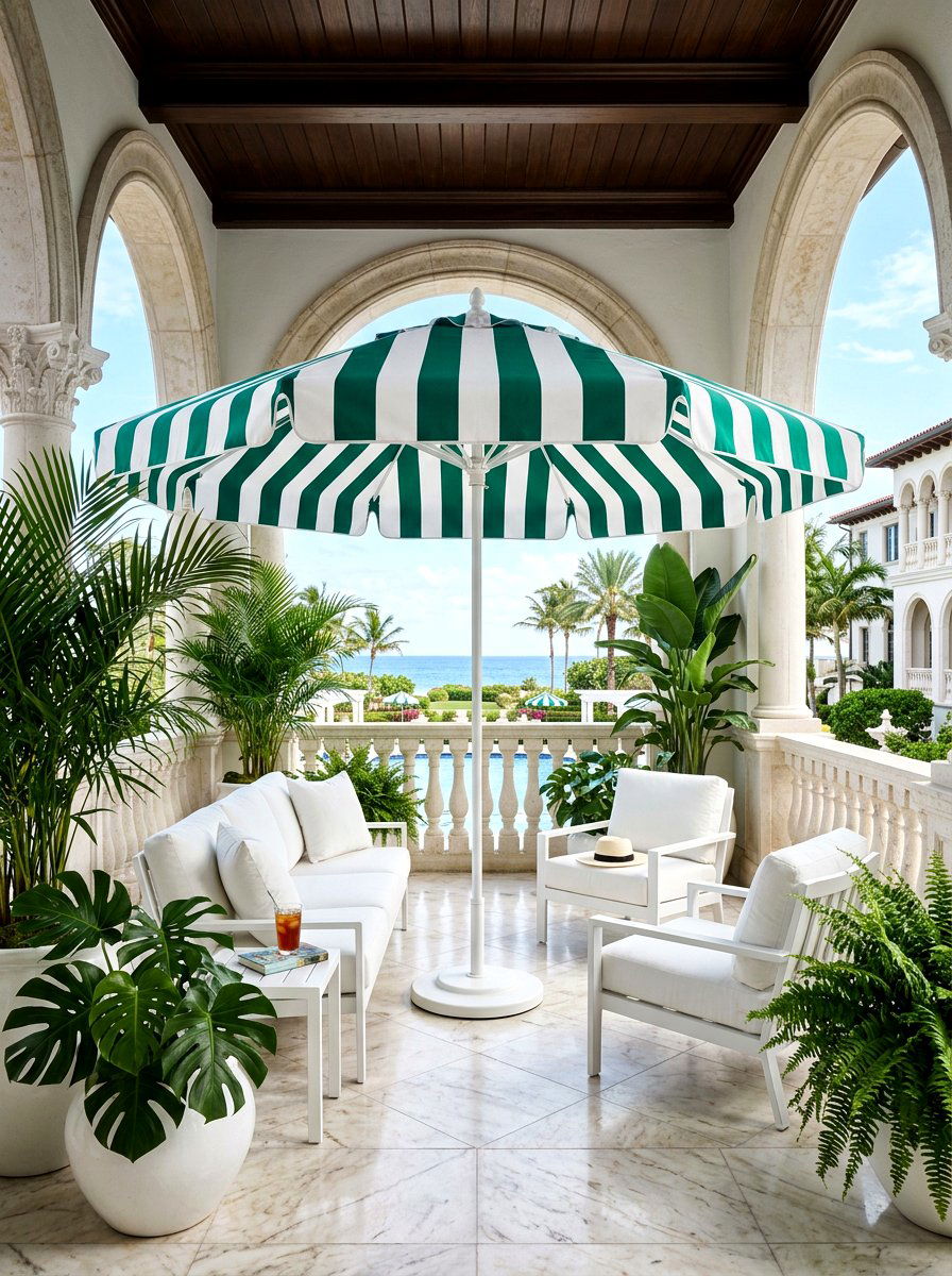 Wide Striped Umbrella - 30 striped porch umbrella ideas